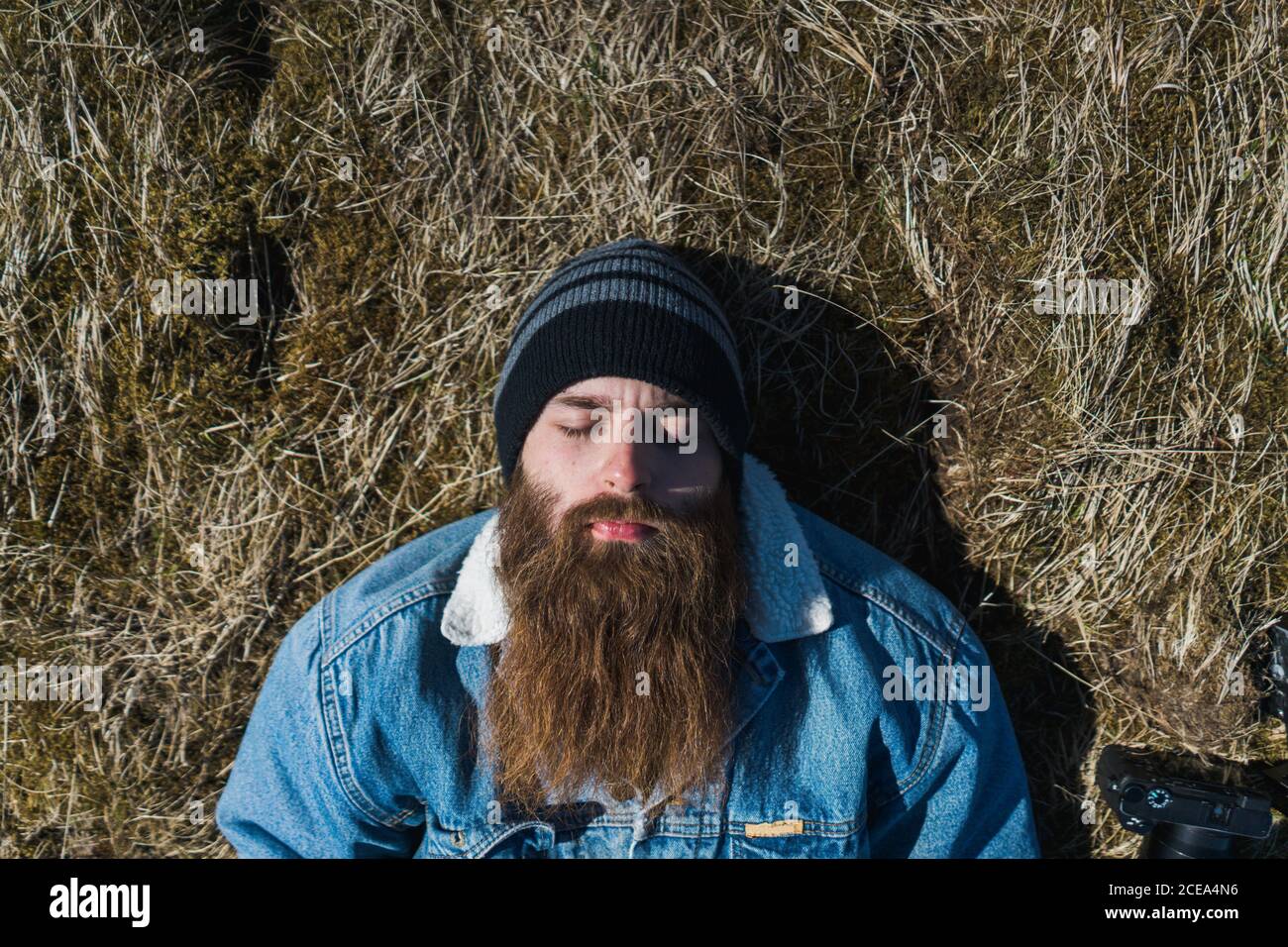 Bearded young man lying on hi-res stock photography and images - Alamy