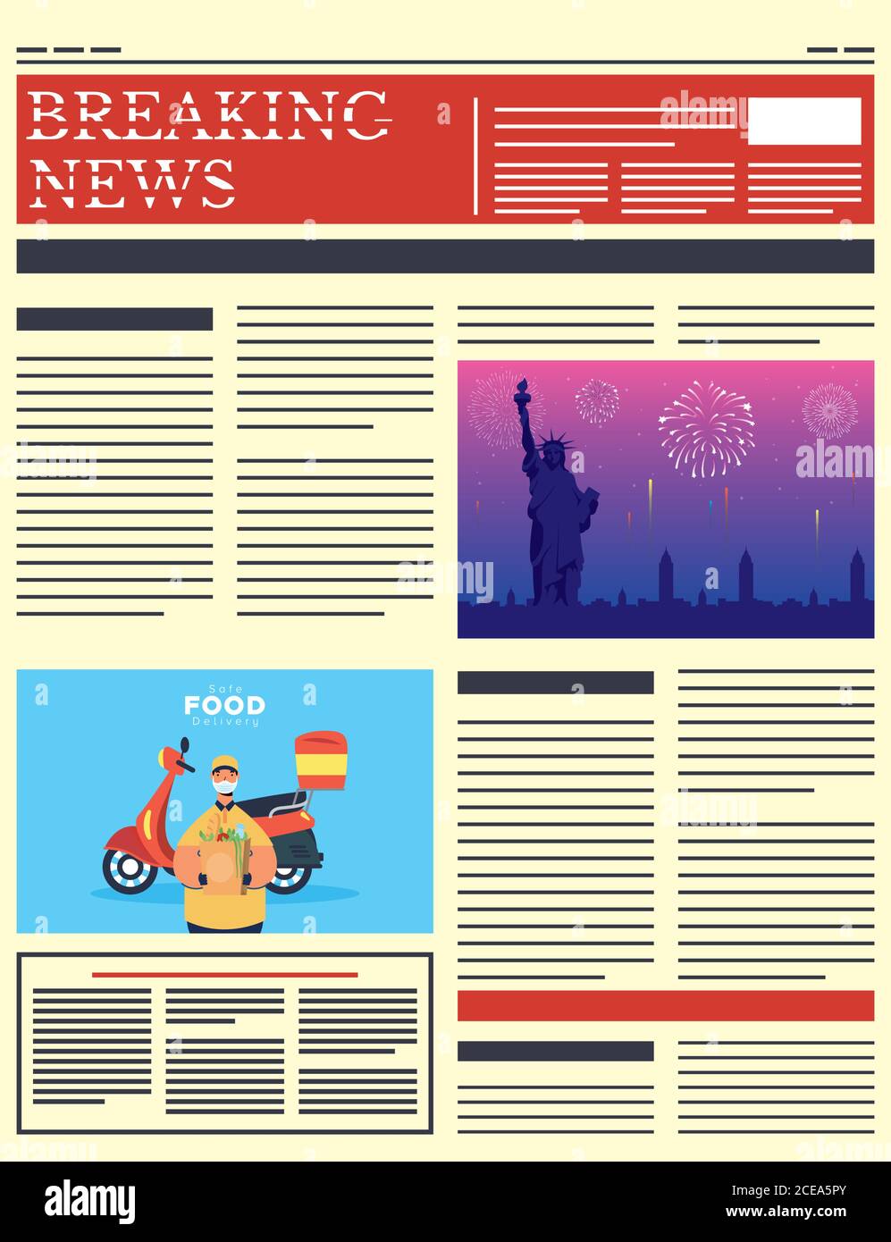 news paper with delivery service in pandemic vector illustration design Stock Vector