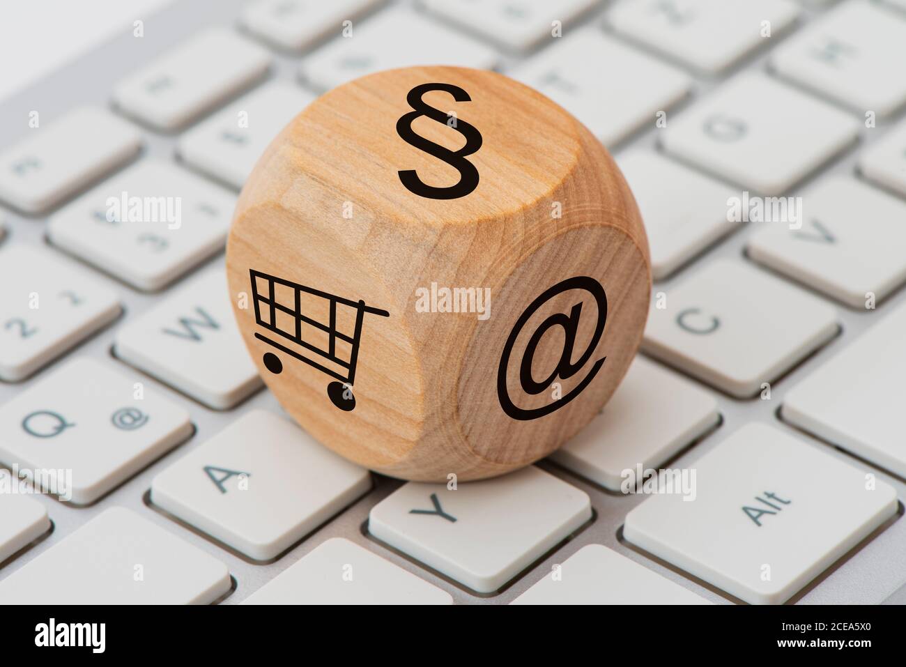 Online trade with paragraf printed on wooden cube Stock Photo