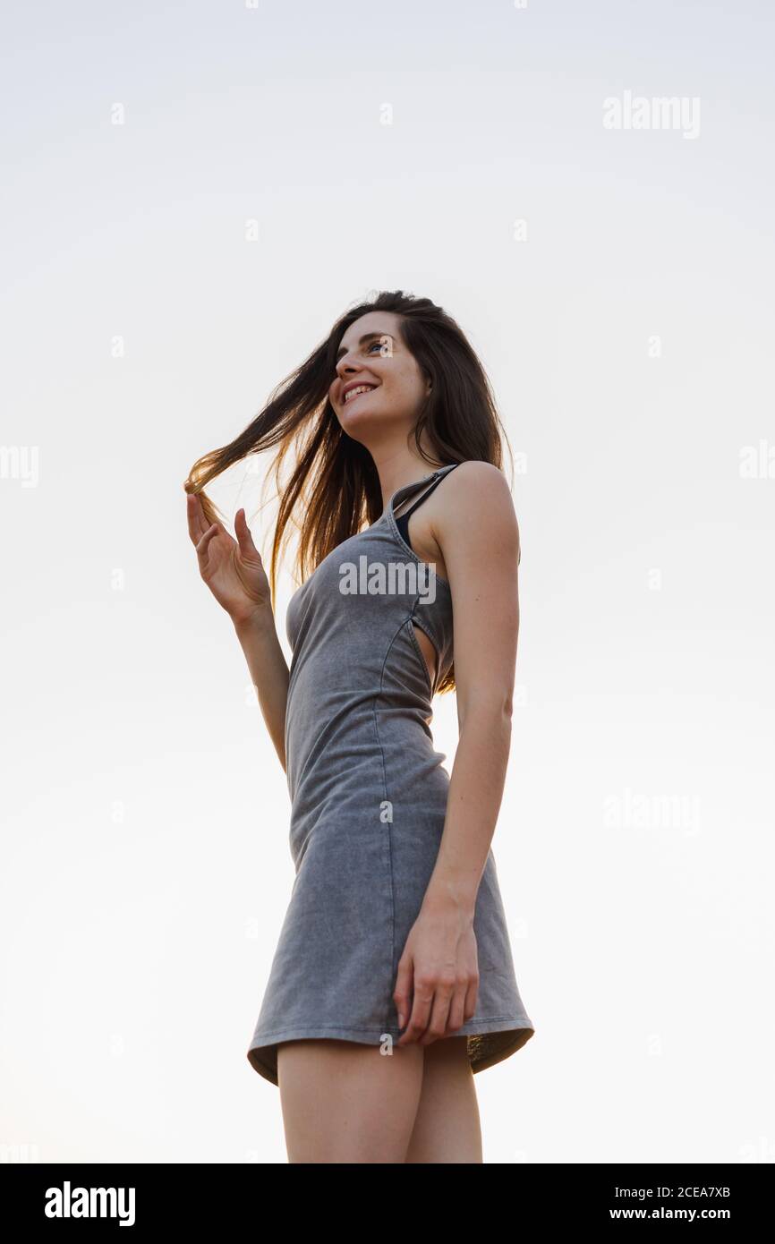 Happy Woman posing outdoors Stock Photo
