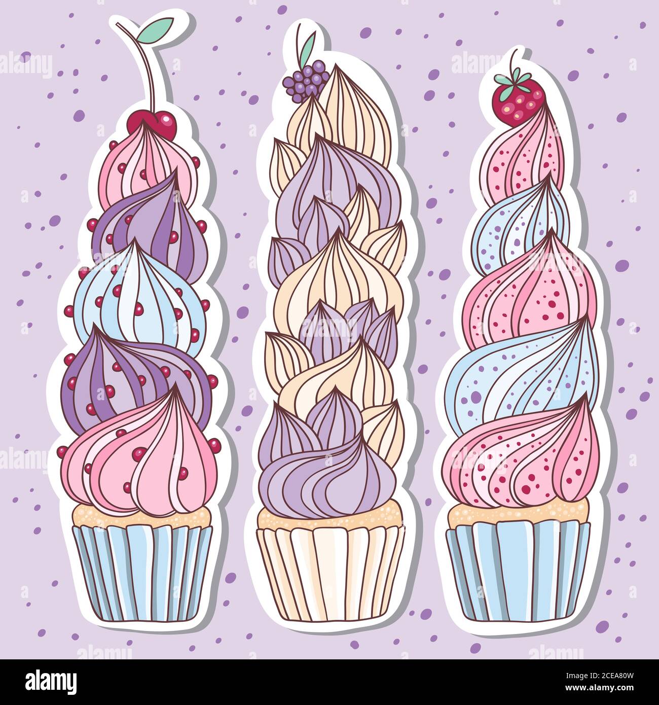 Cute Purple Cupcake Cartoon High Resolution Stock Photography And Images Alamy