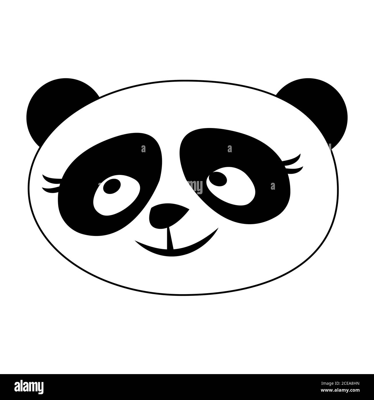 Panda black and white cute cartoon character vector illustration Stock Vector