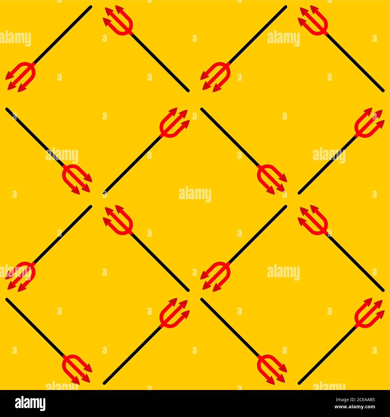 Demon's trident pattern seamless. Satan's weapon background Stock Vector