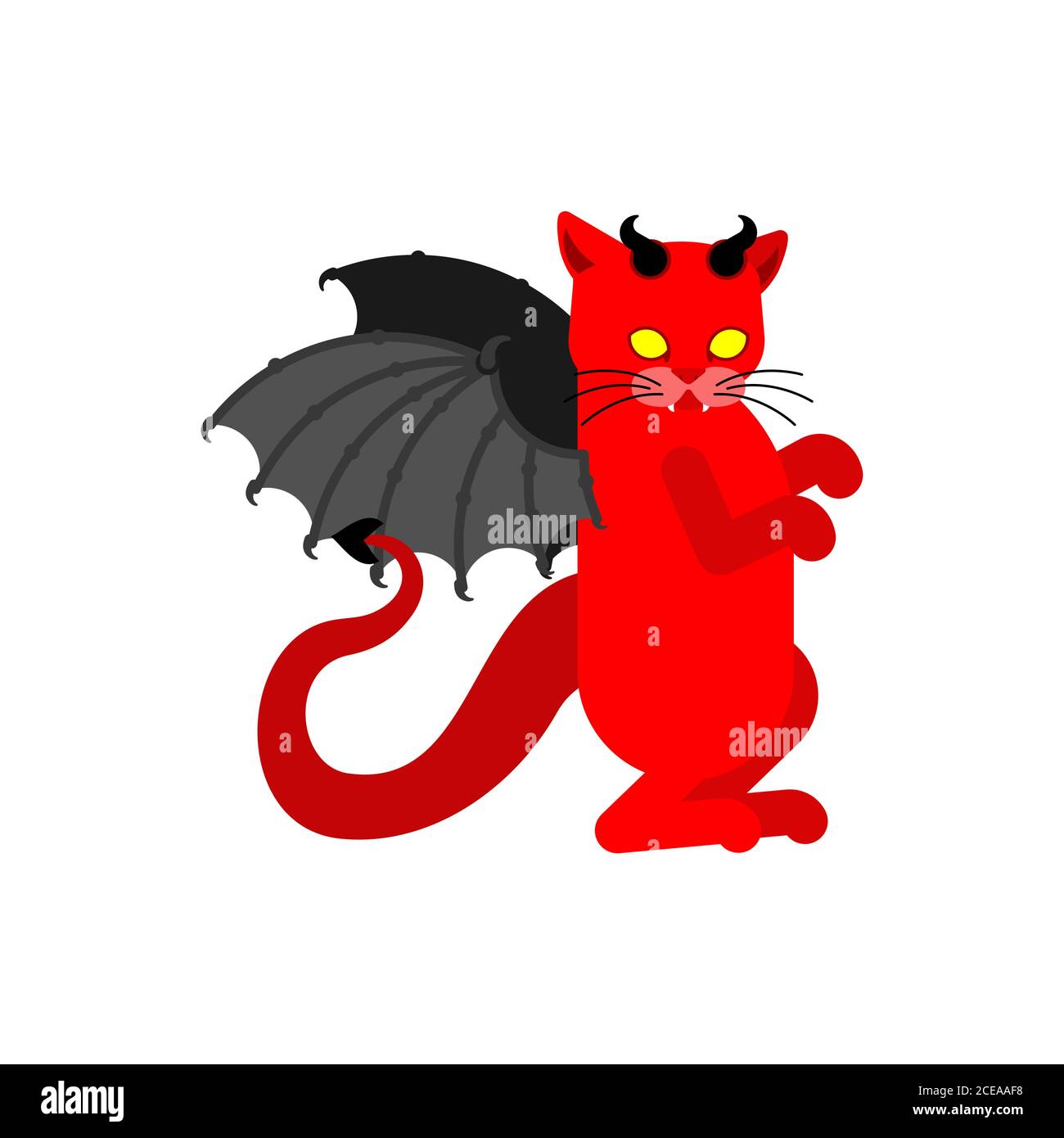 Devil cat. Satan pet. Red demon animal. vector illustration Stock Vector  Image & Art - Alamy