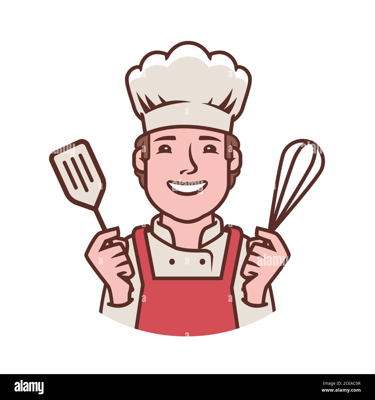 Happy chef logo. Cooking, restaurant, food symbol Stock Vector