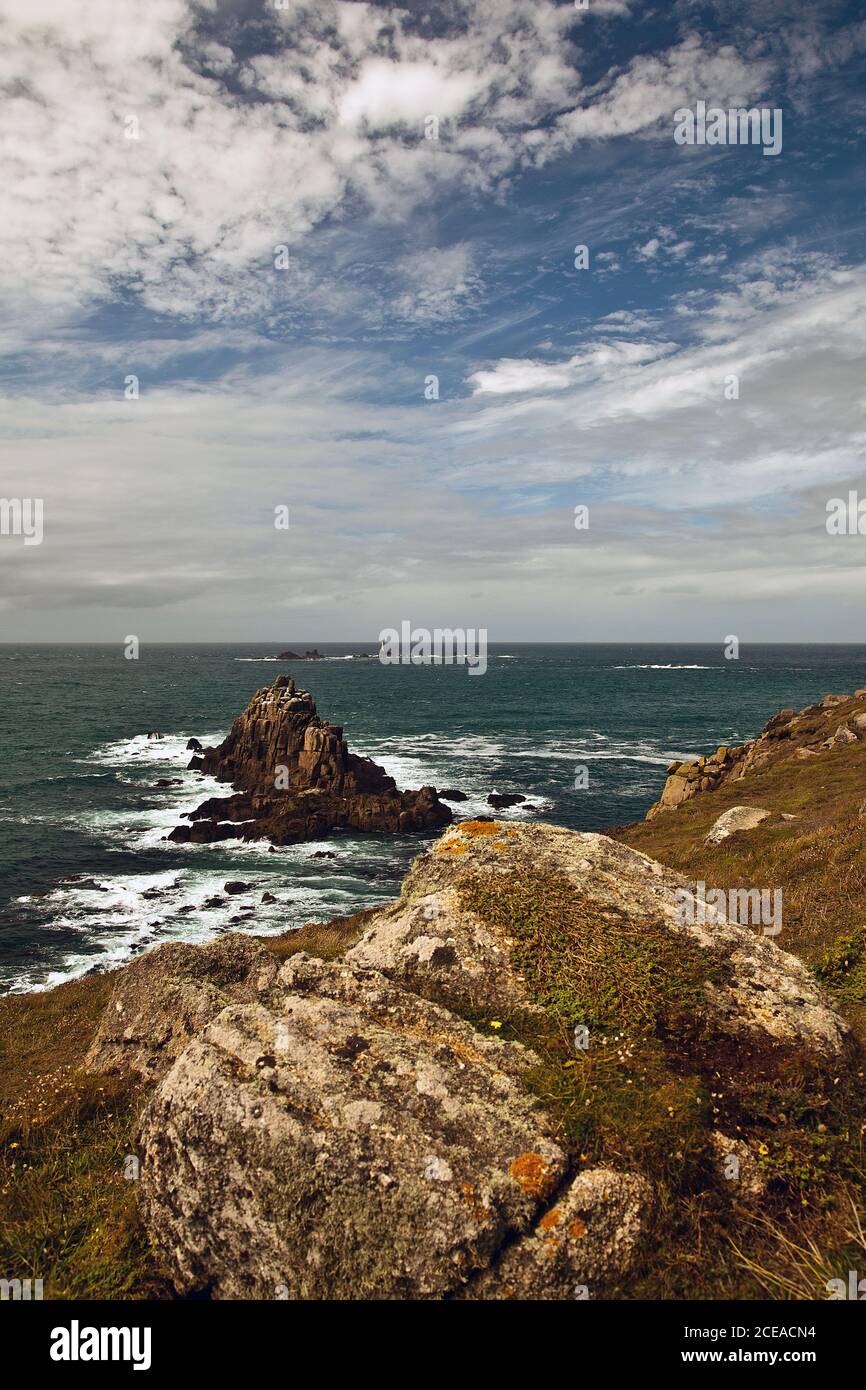 Lands end cornwall uk stock photo alamy