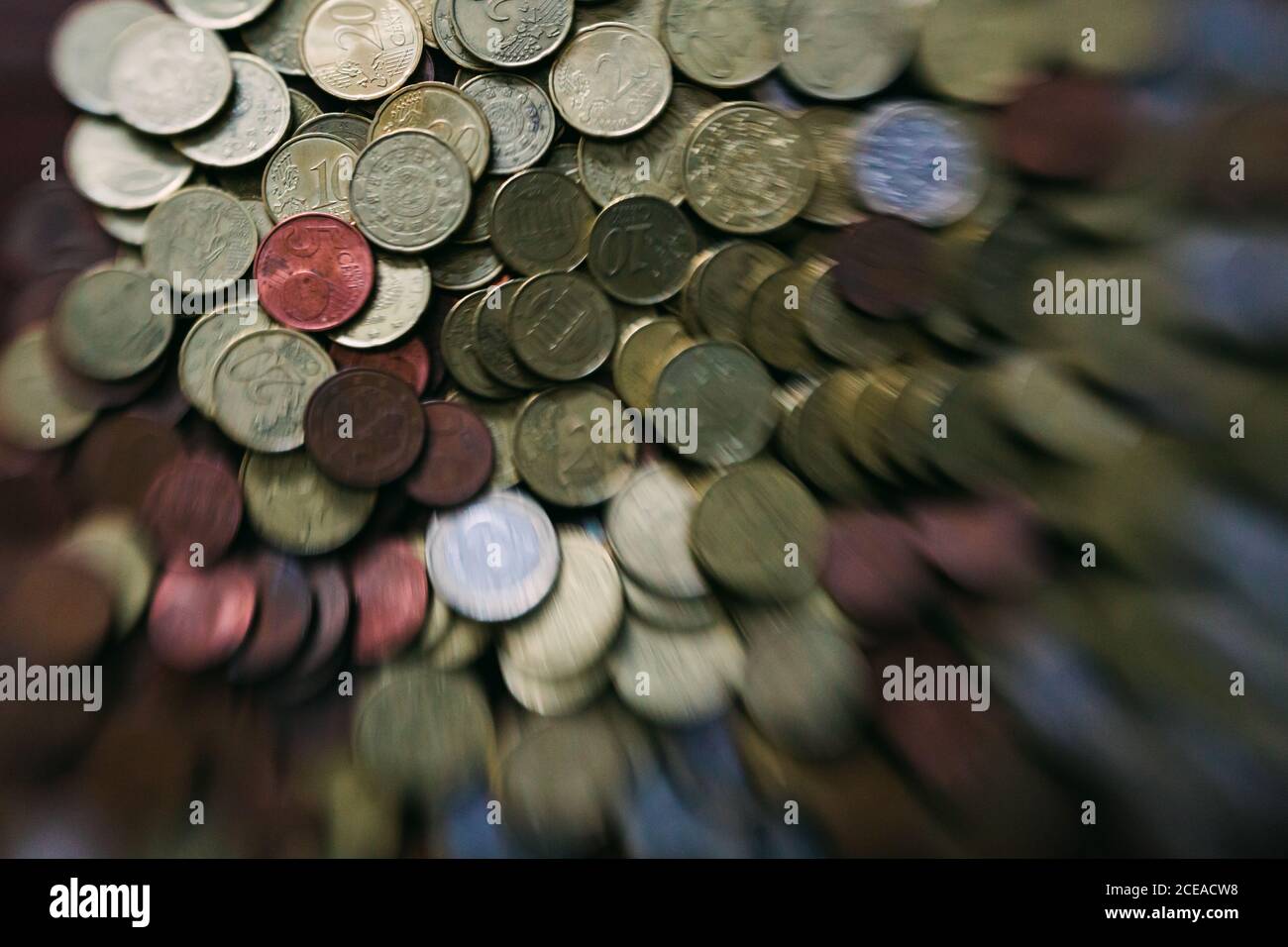 Heap of various coins Stock Photo