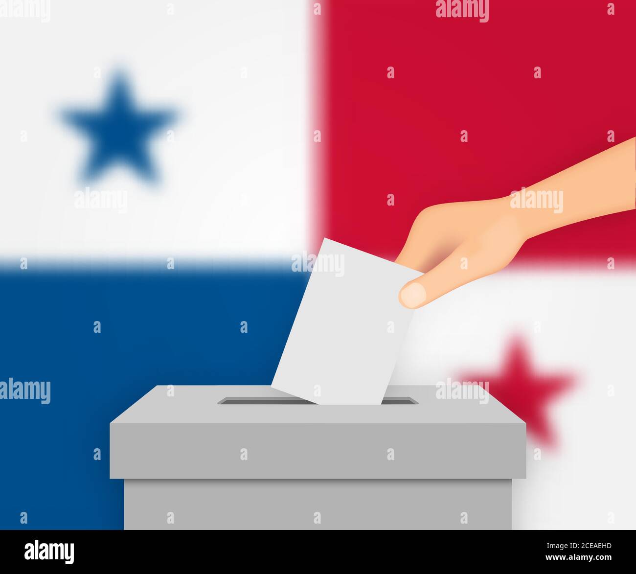 Panama vote election banner background. Ballot Box with blurred flag
