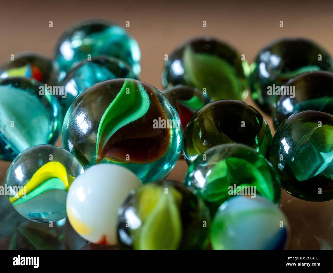 Purey Glass marbles. Child's play Stock Photo - Alamy