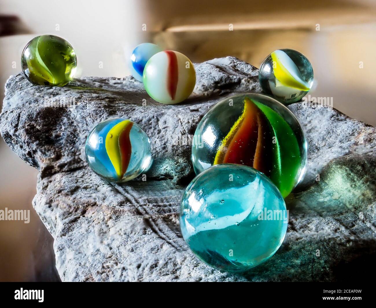 Purey Glass marbles. Child's play Stock Photo - Alamy