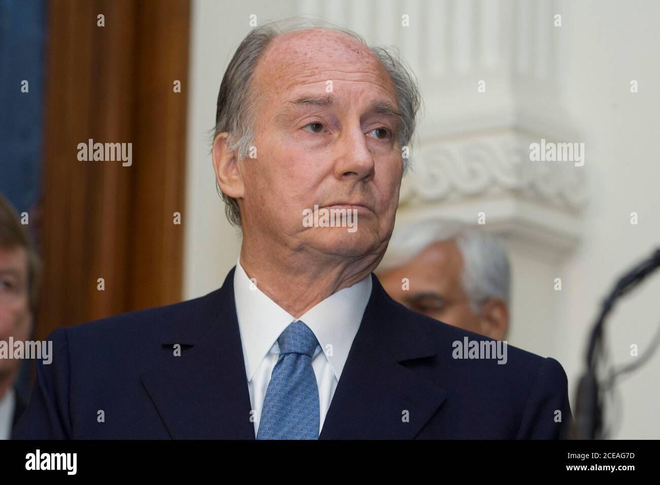 Austin, TX April 12, 2008: During a press conference at the Texas Capitol, His Highness the Aga Khan listens to a speaker prior to the signing of a memorandum of understanding (MOU) with the University of Texas at Austin. ©Bob Daemmrich Stock Photo