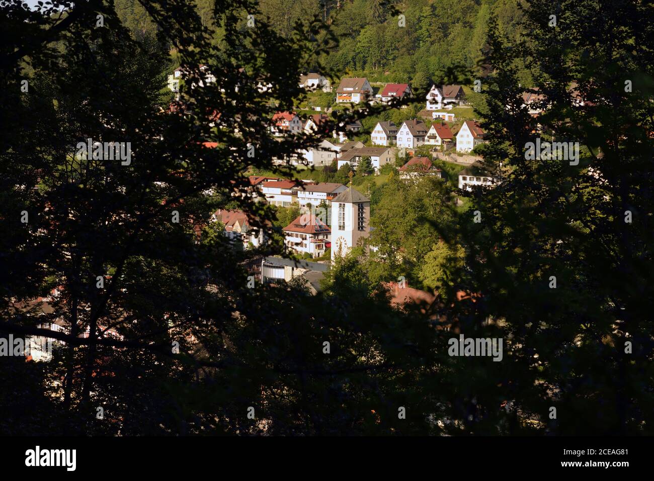A view of the small town of Triberg in the Black Forest, Germany. Stock Photo