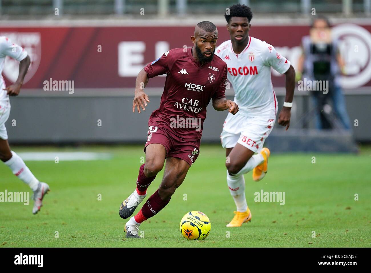 METZ, FRANCE - AUGUST 30: Digbo Gnampa Habib Maiga of Metz during the match  between FC Metz and AS Monaco on August 30, 2020 in Metz, The Netherlands.  *** Local Caption ***