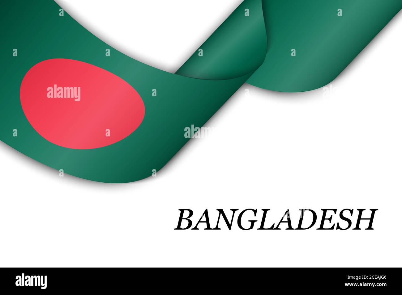 Waving ribbon or banner with flag of Bangladesh. Template for