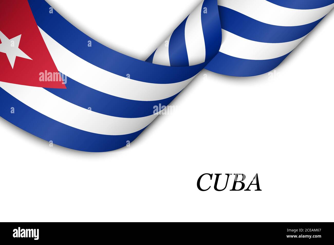 Waving ribbon or banner with flag of Cuba Stock Vector