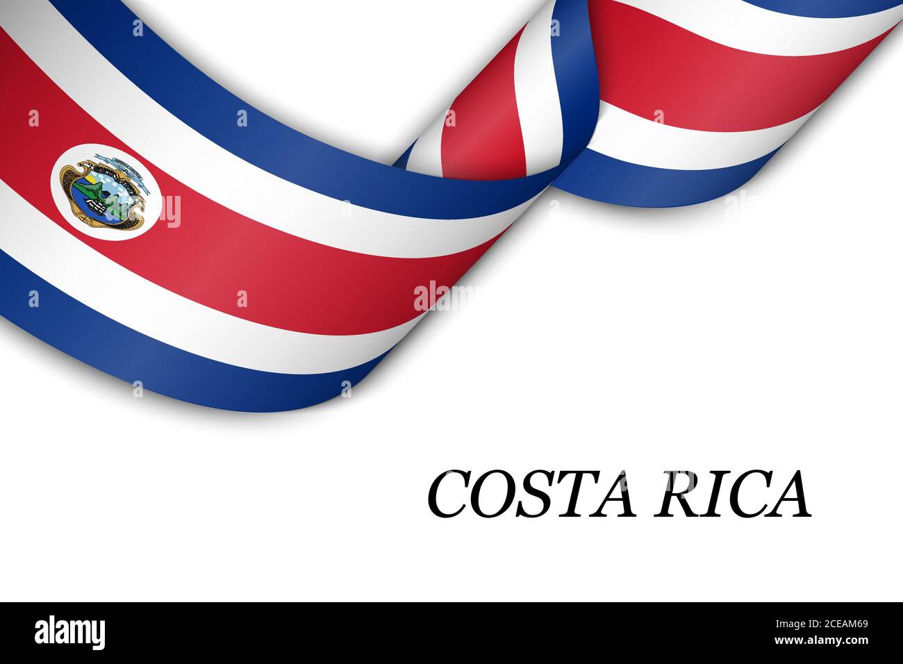 Waving ribbon or banner with flag of Costa Rica Stock Vector