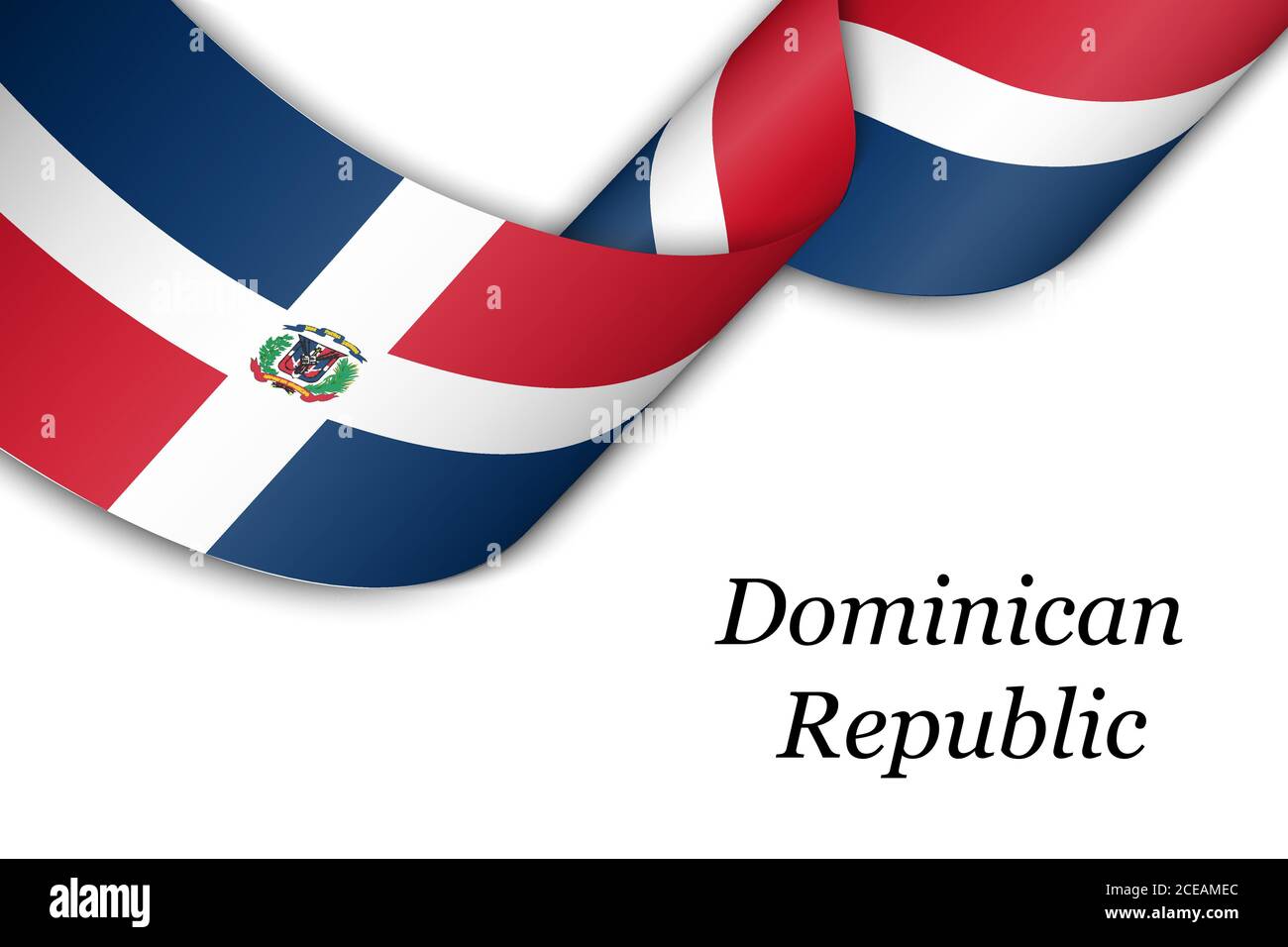 Waving ribbon or banner with flag of Dominican Republic Stock Vector