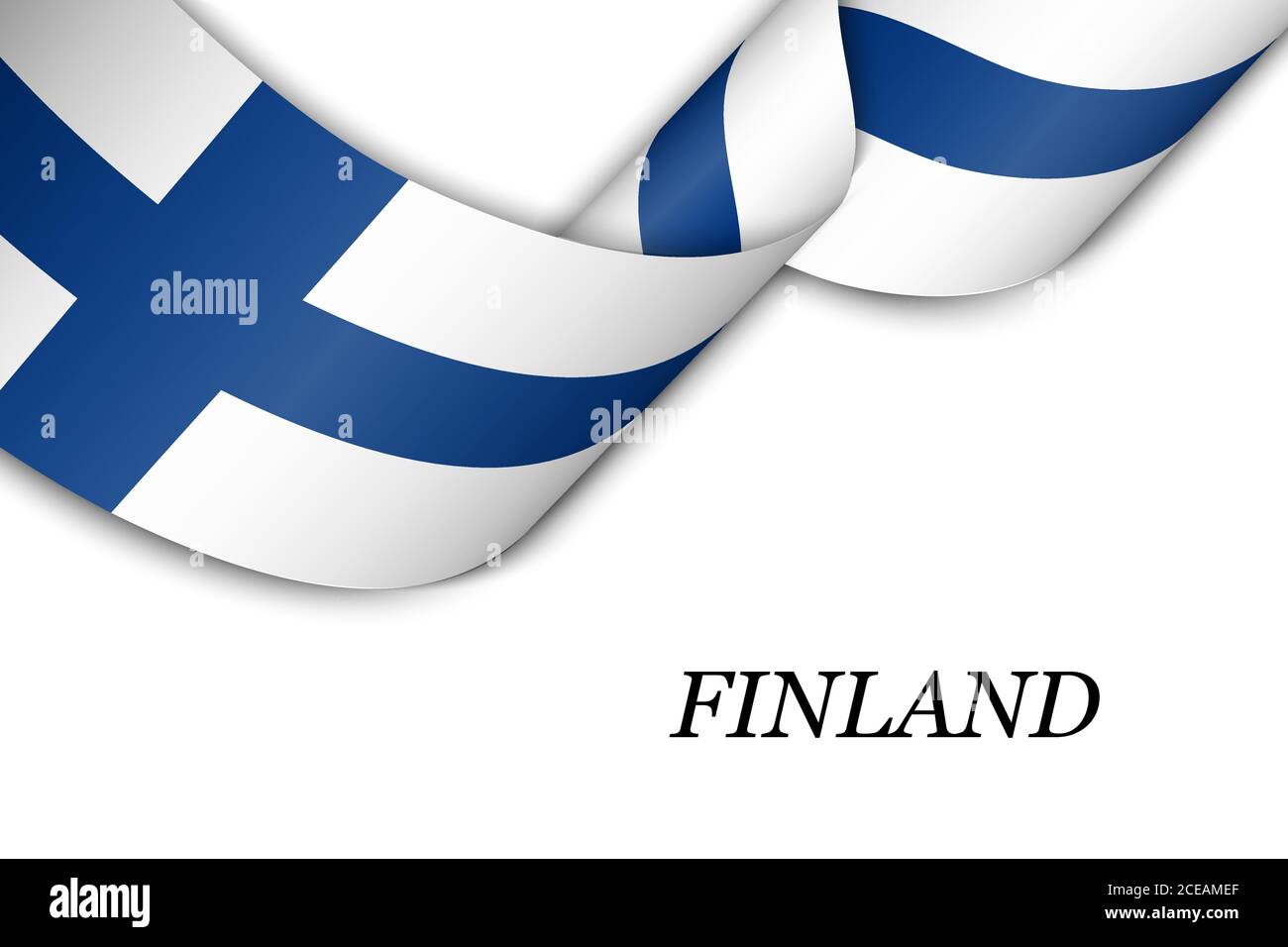 Waving ribbon or banner with flag of Finland Stock Vector
