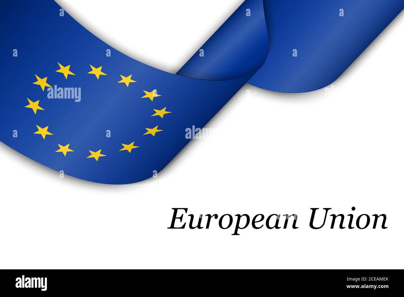 Waving ribbon or banner with flag of European Union Stock Vector
