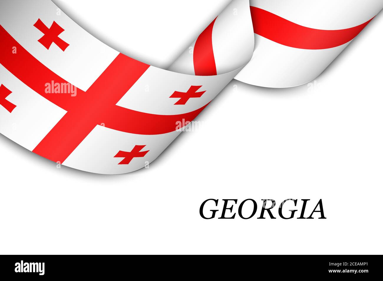Waving ribbon or banner with flag of Georgia Stock Vector