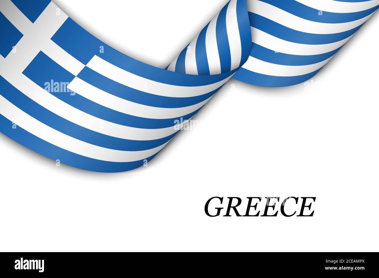 Waving ribbon or banner with flag of Greece Stock Vector