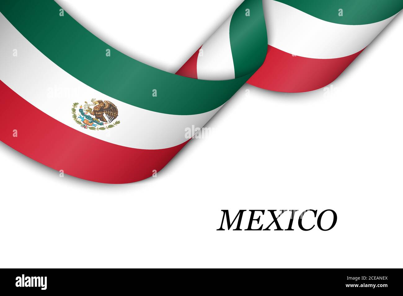 Waving ribbon or banner with flag of Mexico Stock Vector