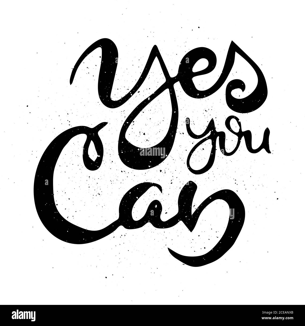 Yes You Can. Vector motivational phrase. Hand drawn ornate lettering