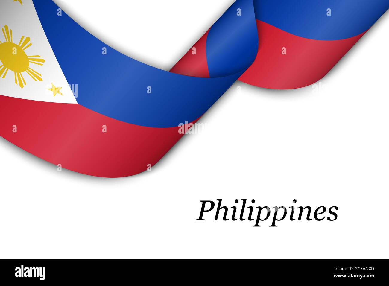 Waving ribbon or banner with flag of Philippines Stock Vector