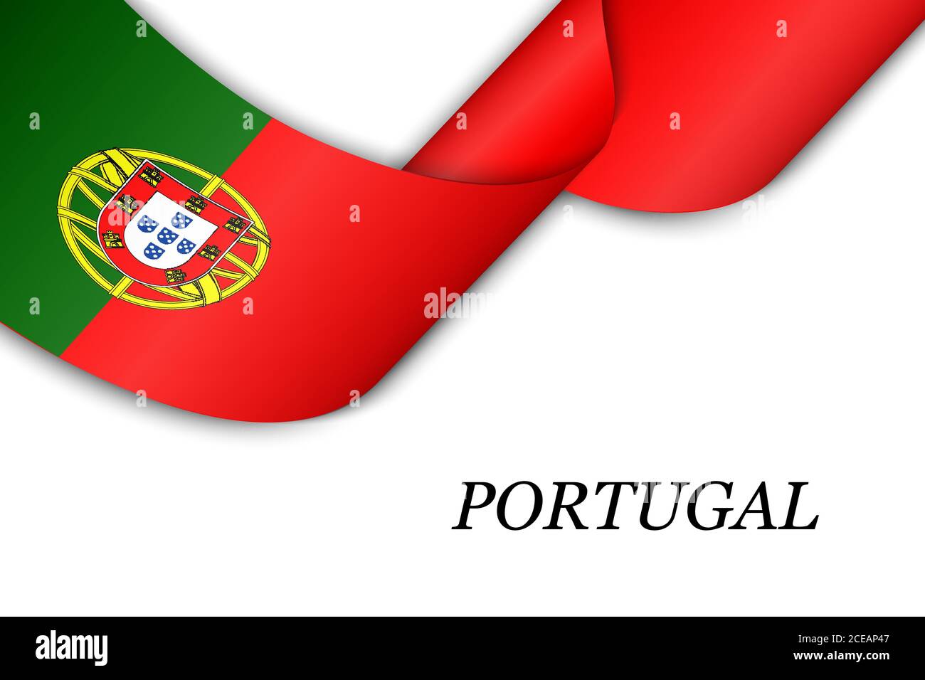 Waving ribbon or banner with flag of Portugal Stock Vector