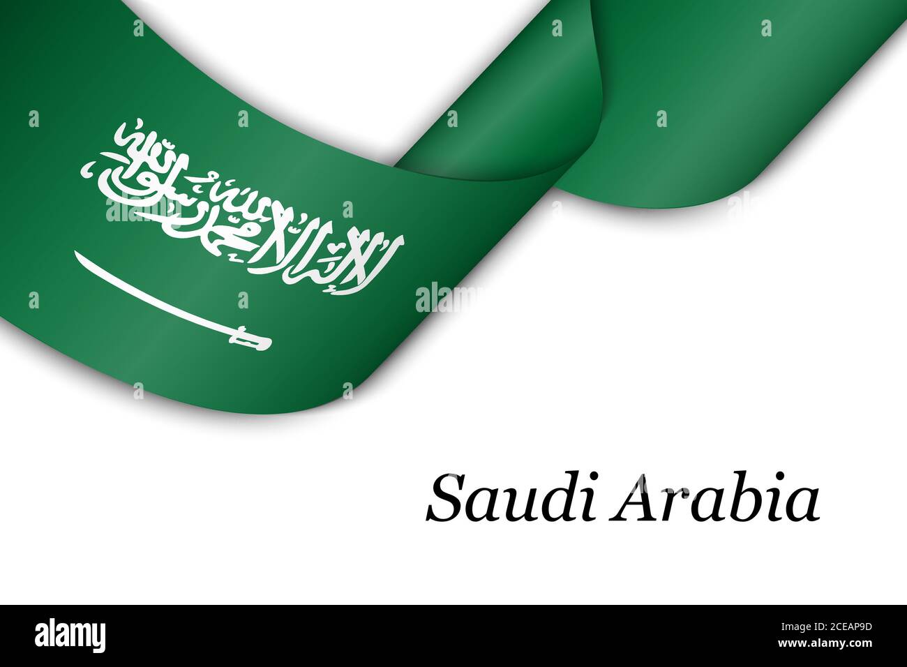 Waving ribbon or banner with flag of Saudi Arabia Stock Vector