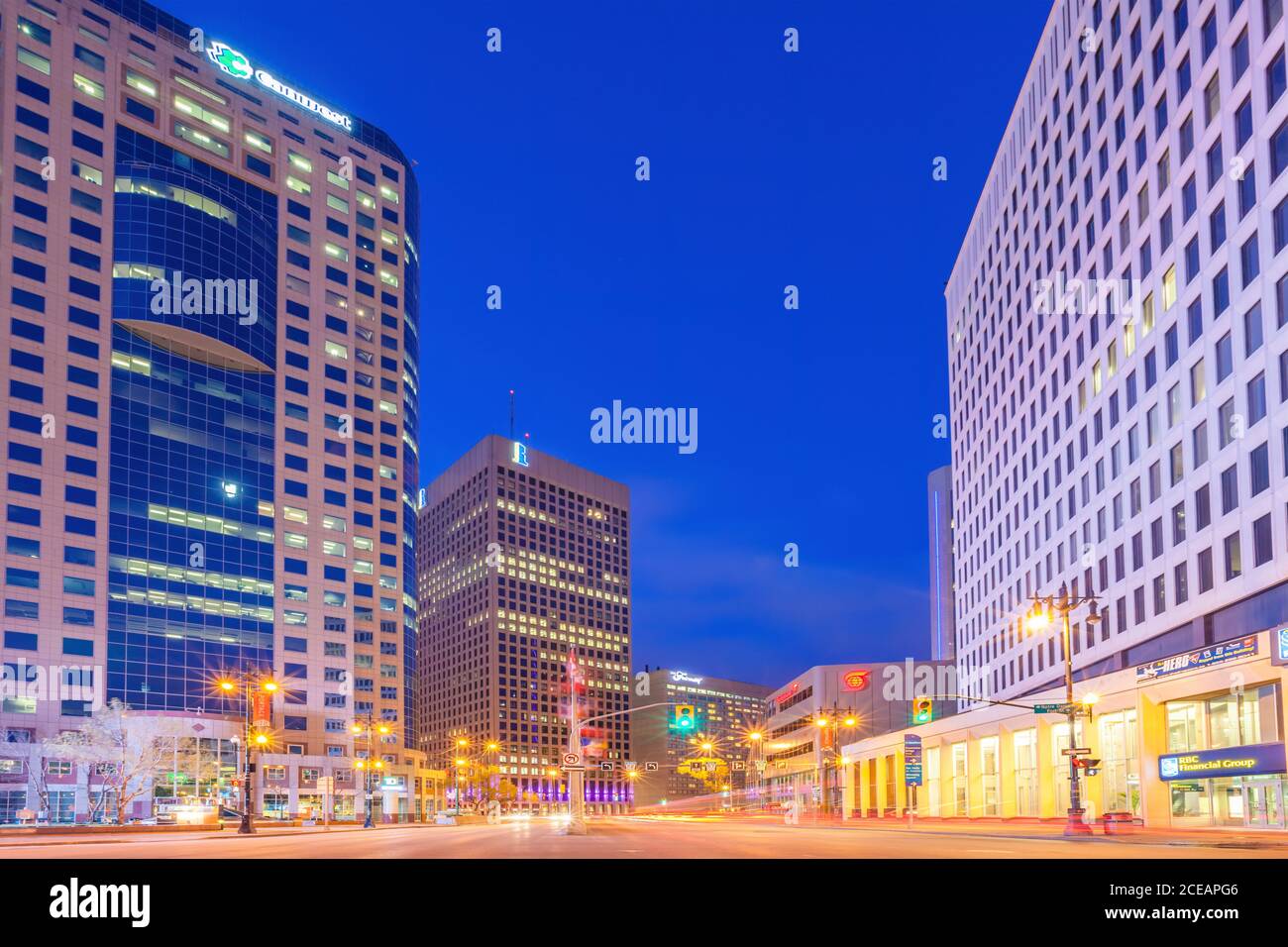 Office buildings in downtown Winnipeg Manitoba Canada. Stock Photo