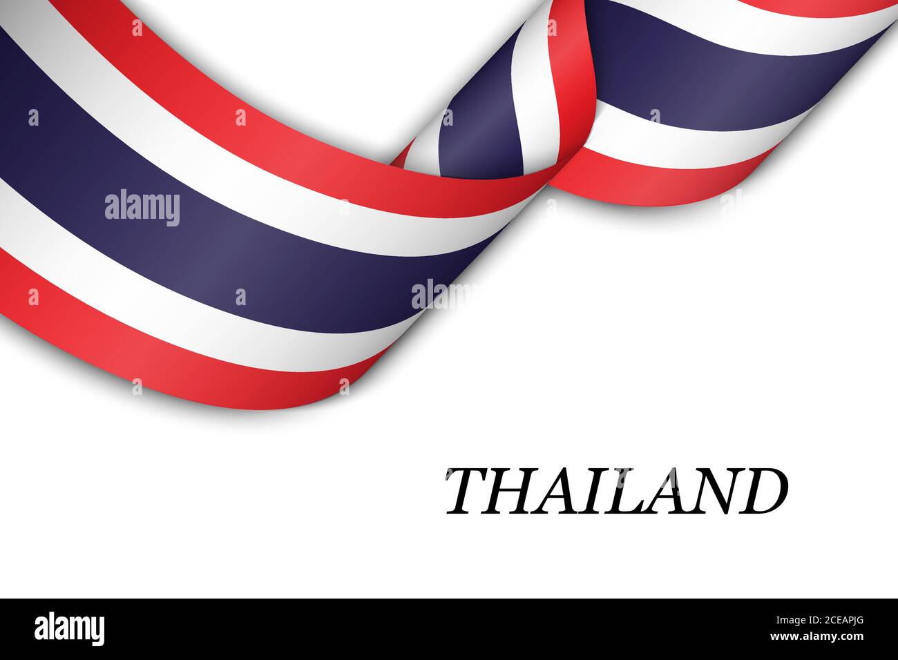 Waving ribbon or banner with flag of Thailand Stock Vector