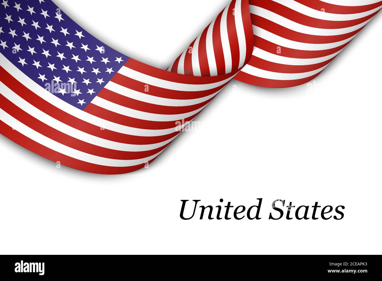 Waving ribbon or banner with flag of United States Stock Vector