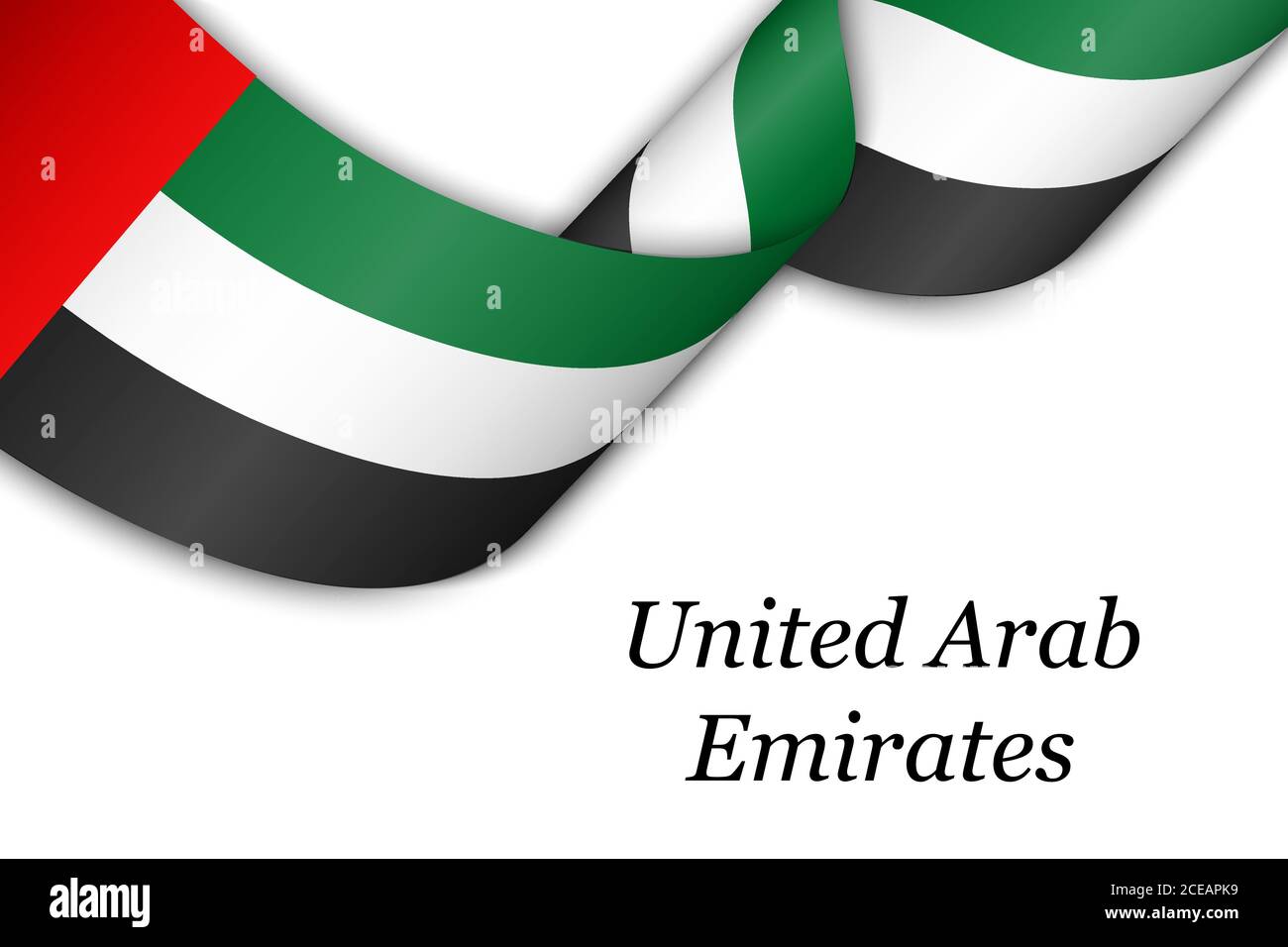 Waving ribbon or banner with flag of United Arab Emirates Stock Vector