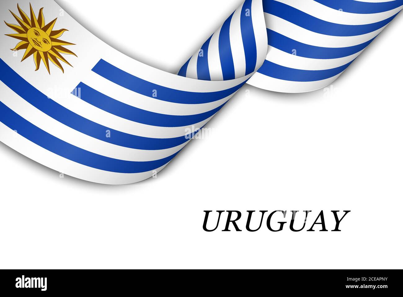 Waving ribbon or banner with flag of Uruguay Stock Vector