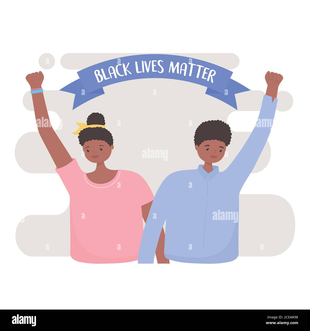 black lives matter banner for protest, afro american man and woman fighting for equality vector illustration Stock Vector