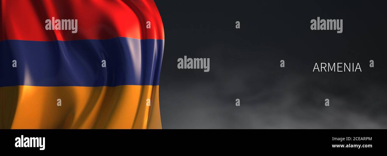 Armenia Flag with Dark Background. 3d Rendering of Asian countries Flag ...