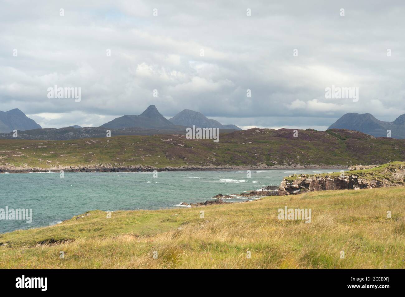Achnahaird Bay with Stac Pollaidh in the distance, Scotland Stock Photo