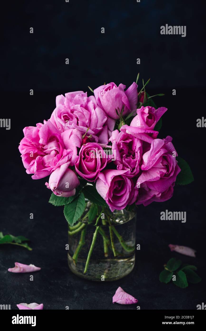 Bouquet of pink garden roses Stock Photo - Alamy