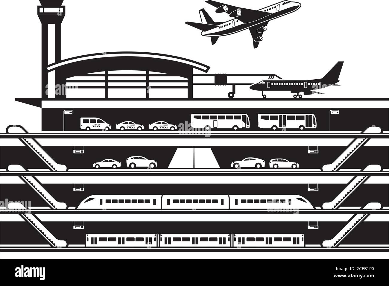 Airport transportation hub – vector illustration Stock Vector