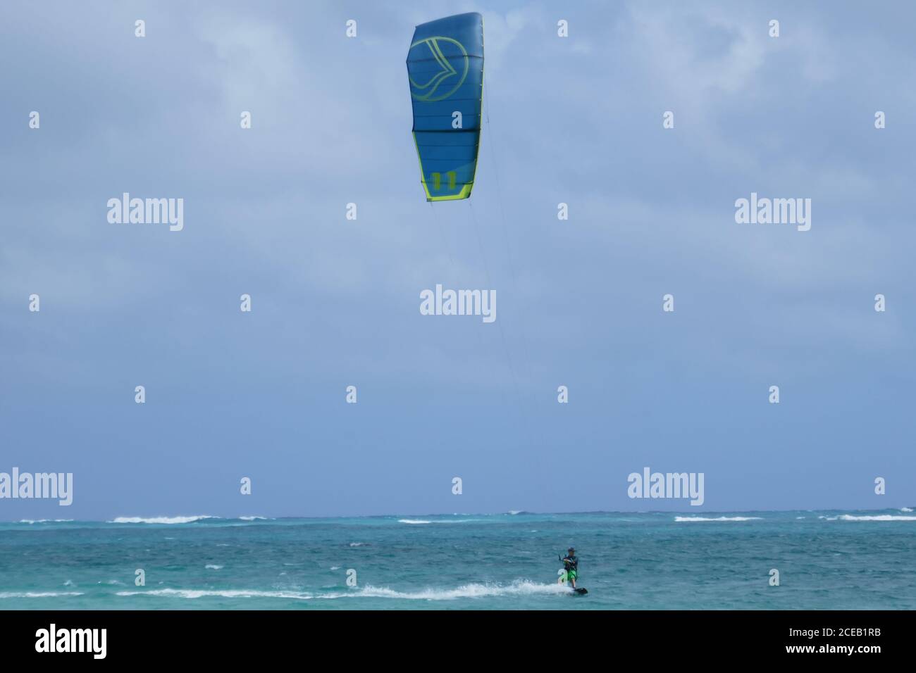 Parachute  surfing water sport Lanikai Beach, Kailua, Oahu, Hawaii Stock Photo