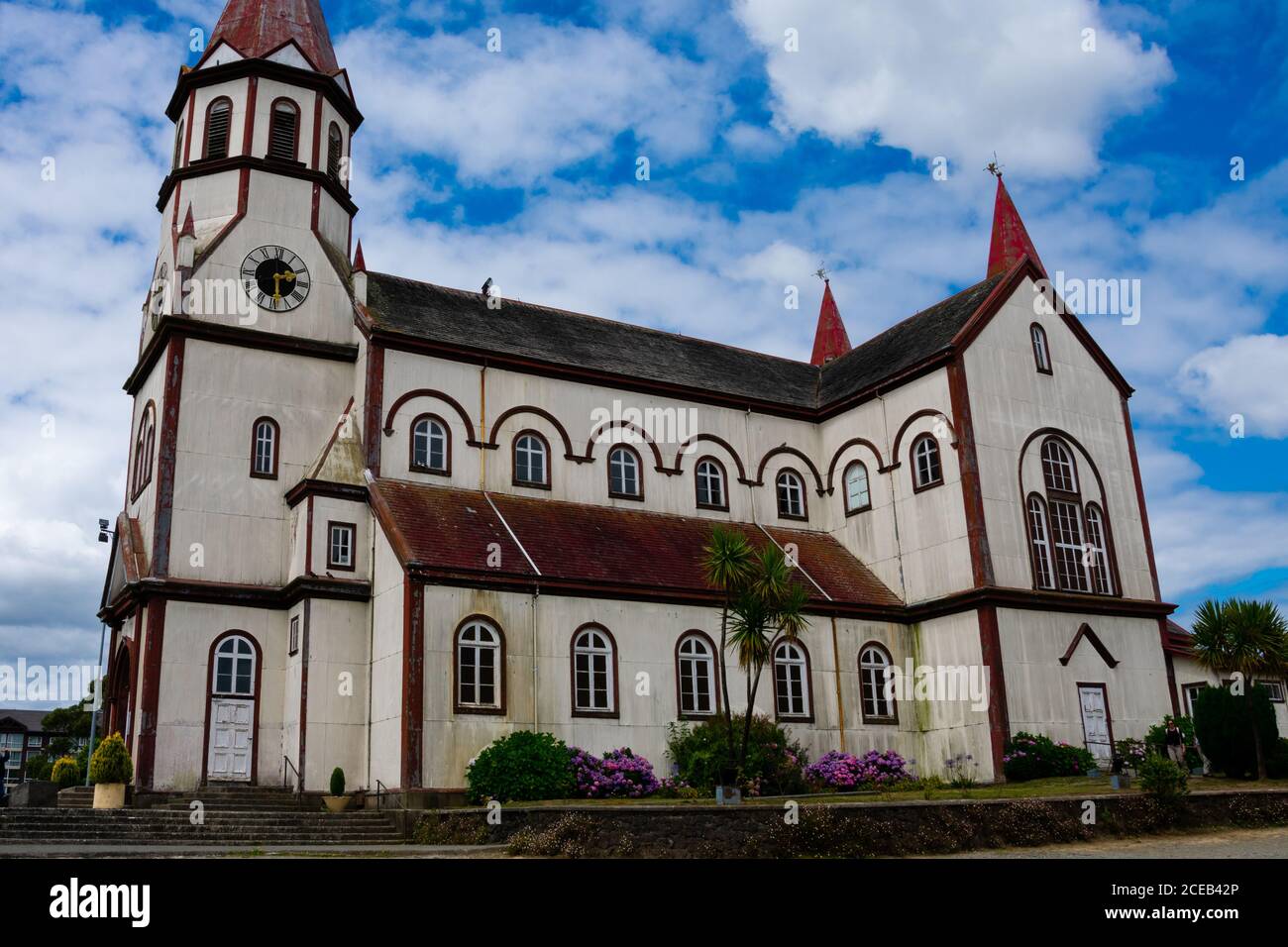 Sacred Heart Church (Iglesia del Sagrado Corazon de Jesus). Puerto Varas, Chile Stock Photo