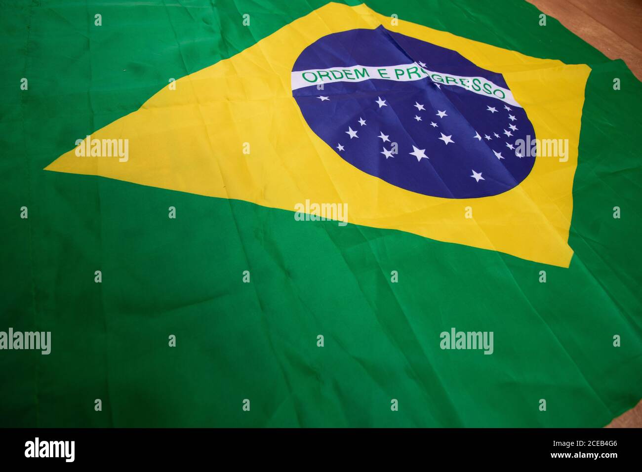 Brazilian flag kneaded - Dramatic concept image image. Stock Photo