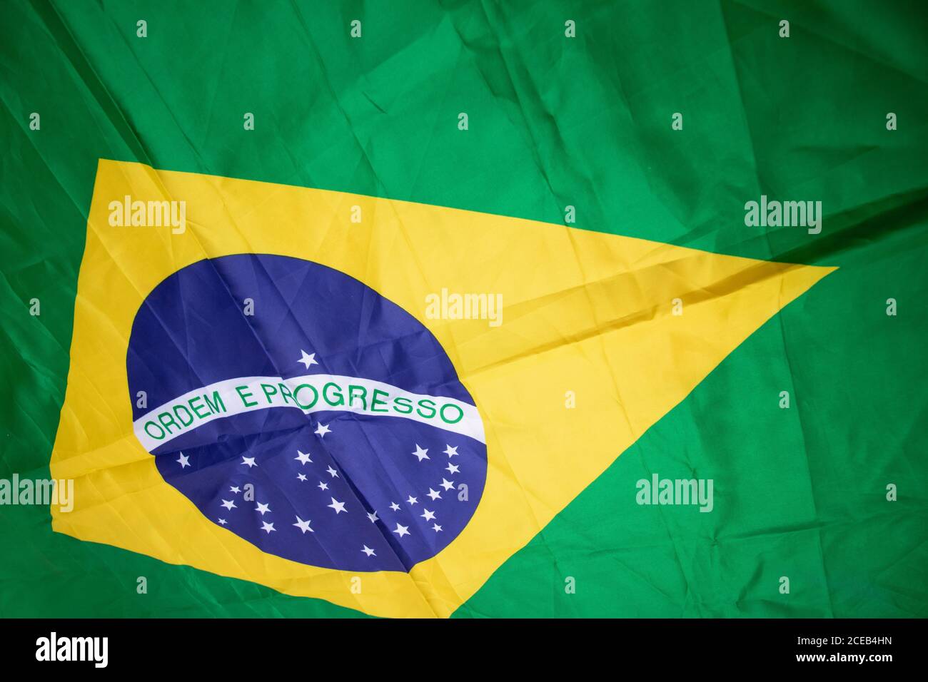 Brazilian flag kneaded - Dramatic concept image image. Stock Photo