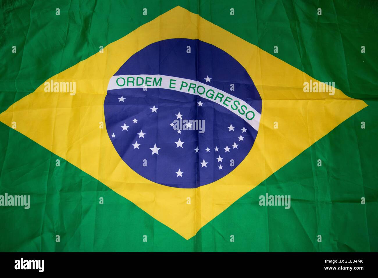 Brazilian flag kneaded - Dramatic concept image image. Stock Photo