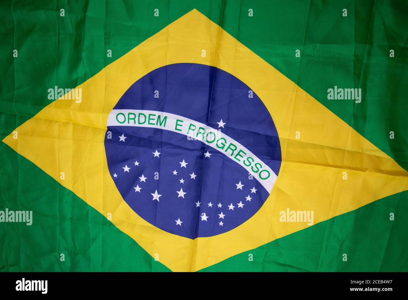 Brazilian flag kneaded - Dramatic concept image image. Stock Photo