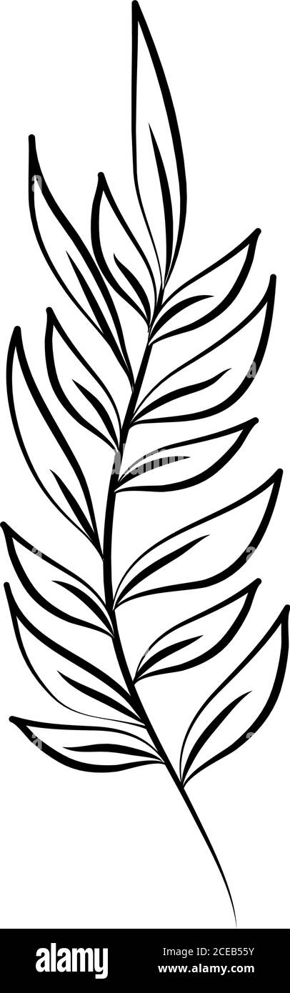 Minimalist tattoo foliage leaves decoration line Vector Image