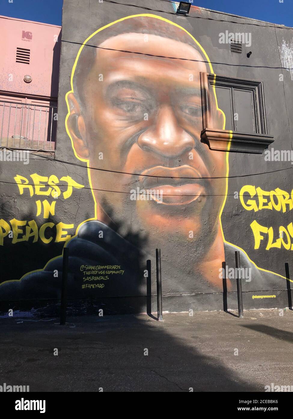 Los Angeles, California, USA 31st August 2020 A general view of atmosphere of George Floyd Street Art Mural on August 31, 2020 in Los Angeles, California, USA. Photo by Barry King/Alamy Stock Photo Stock Photo