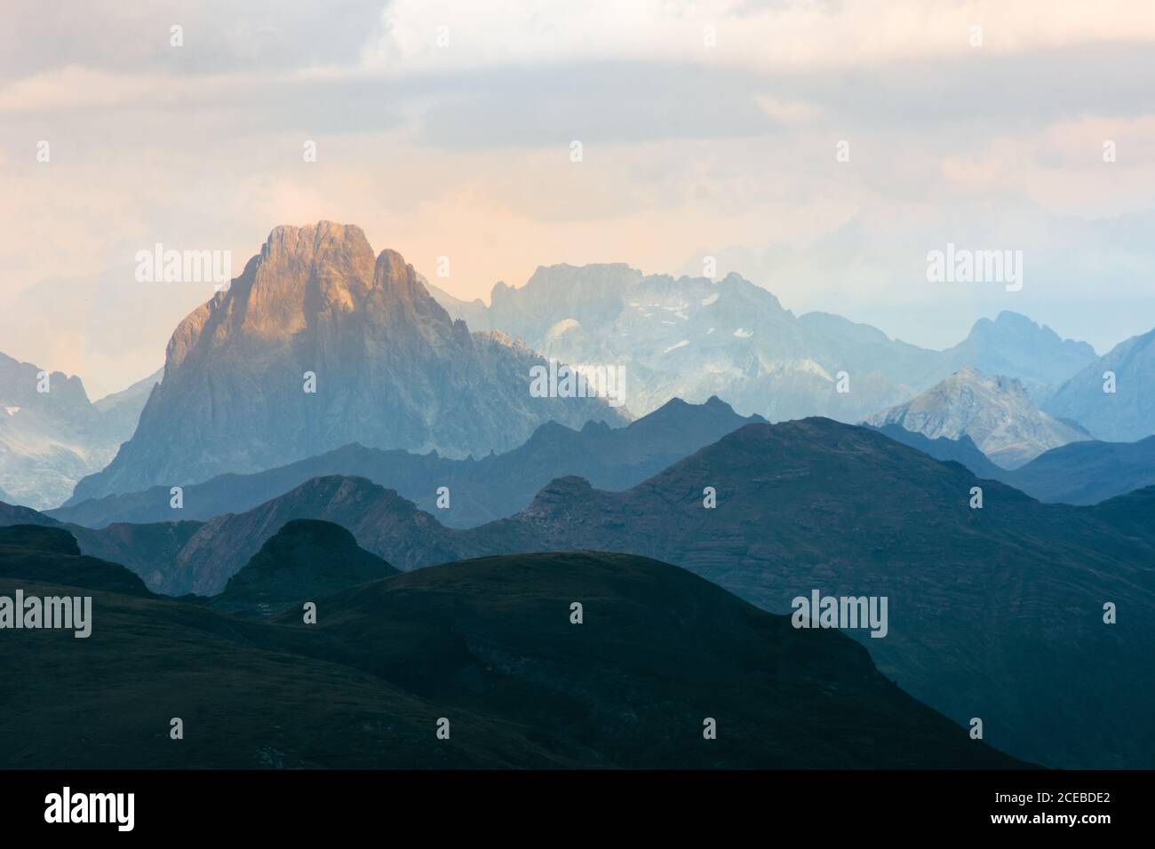 Magnificent view of spectacular mountains on cloudy day in wonderful nature Stock Photo