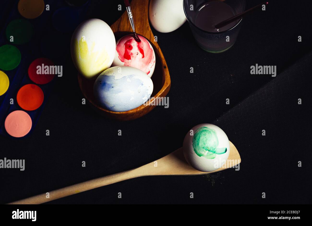 Crop hand painting Easter egg Stock Photo
